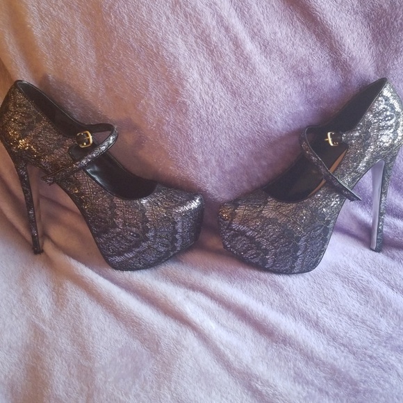 Glitter lace high heels - Picture 2 of 5